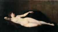 Jean-Jacques Henner - donna sul divano nero